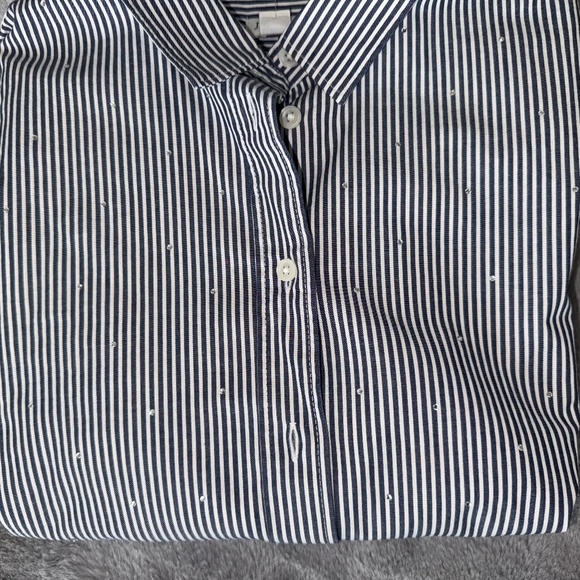 J Crew Women's Striped Button Down w/small rhinestones - Picture 10 of 12